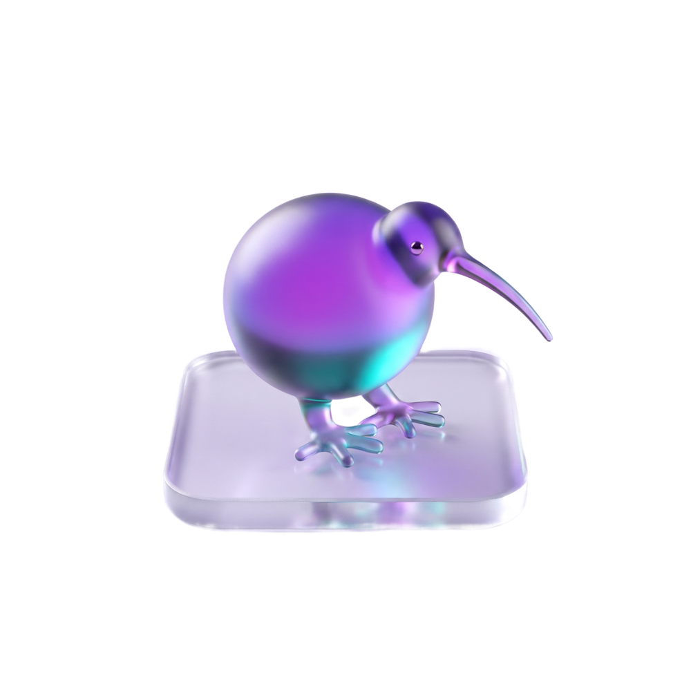 Kiwi, the glass kiwi bird